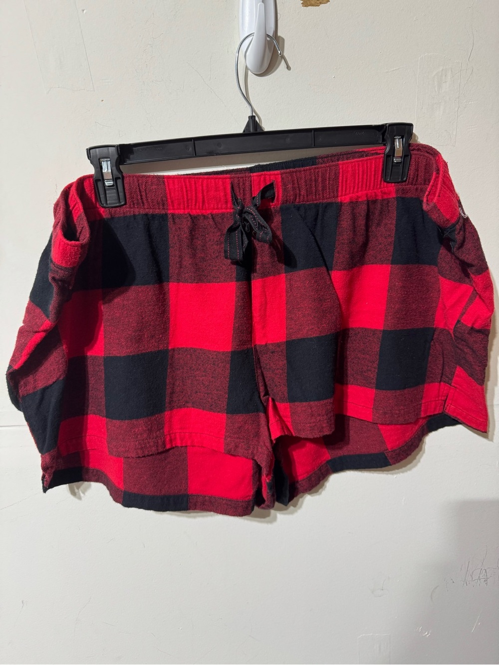 Plaid Red & Black Lounge Shorts with Drawstring